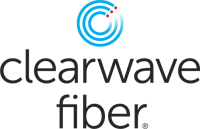 clearwave fiber logo on a black background